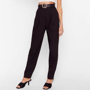 Nasty Gal Pleat Don't go high waist tapered leg pants trousers black new 10